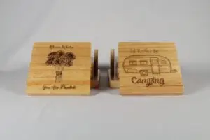 Custom Laser Engraved Coaster Set with Holder